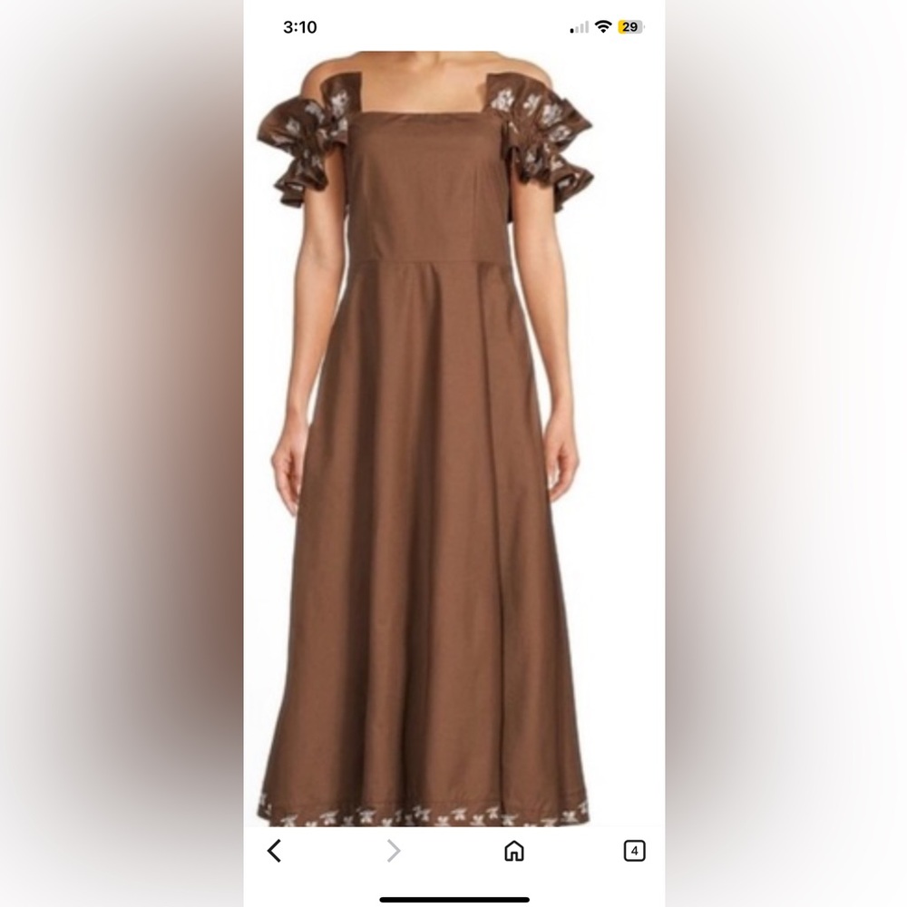 Fanm Mon Brown Maxi Dress with Floral Sleeves